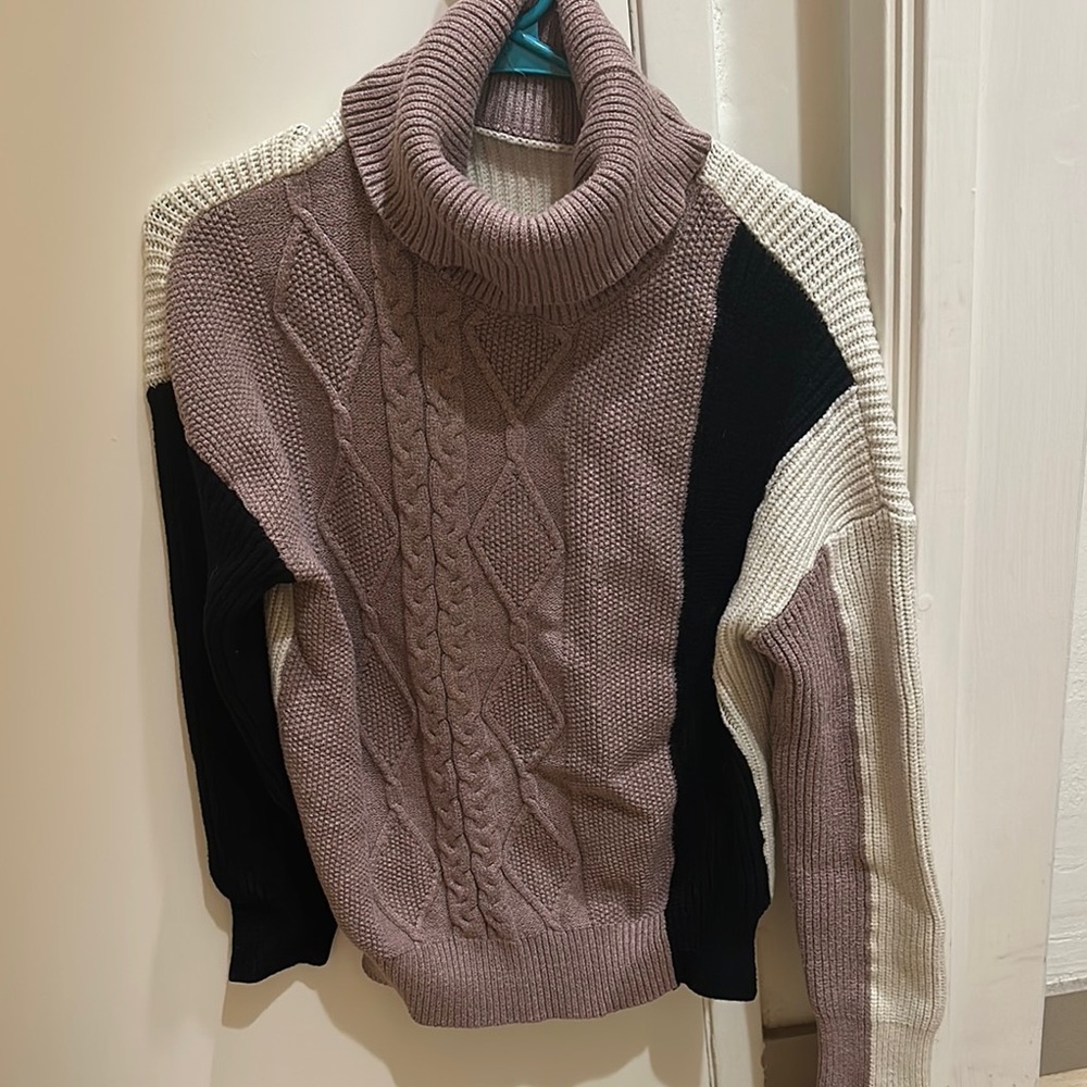 Amazon Pink and Black Cowl Neck Sweater
